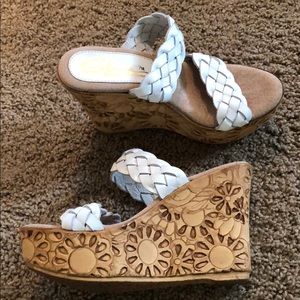 SBICA White, Floral wedge sandals, worn once
